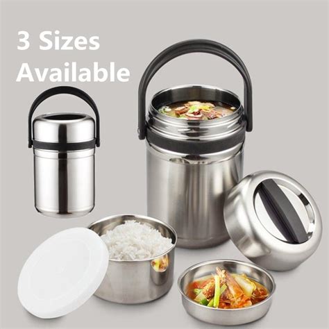 kitchen round 2 tier stainless steel insulated lunch box|adult insulated lunch box ideas.